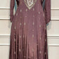 Dusty Mauve Chinon Embroidered anarkali Suit Set (RT1176)