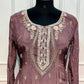 Dusty Mauve Chinon Embroidered anarkali Suit Set (RT1176)