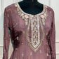 Dusty Mauve Chinon Embroidered anarkali Suit Set (RT1176)