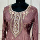 Dusty Mauve Chinon Embroidered anarkali Suit Set (RT1176)
