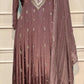 Dusty Mauve Chinon Embroidered anarkali Suit Set (RT1176)