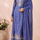 Powder Periwinkle Chinon Embroidered anarkali Suit Set (RT1175)