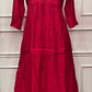 Cherry Red Premium Mull Chanderi A-Line Set (RT1181)