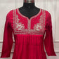 Cherry Red Premium Mull Chanderi A-Line Set (RT1181)