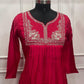 Cherry Red Premium Mull Chanderi A-Line Set (RT1181)
