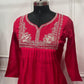 Cherry Red Premium Mull Chanderi A-Line Set (RT1181)