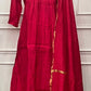 Cherry Red Premium Mull Chanderi A-Line Set (RT1181)