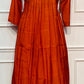 Burnt Orange Grace Premium Mull Chanderi A-Line Suit Set (RT1188)