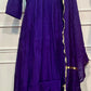 Imperial Violet Premium Mull Chanderi A-Line Suit Set (RT1187)
