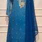 Azure Ombre Premium Chinon Embroidered A-Line Suit Set (RT1189)