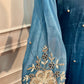 Azure Ombre Premium Chinon Embroidered A-Line Suit Set (RT1189)