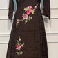 Mocha Flora Mull Chanderi Embroidered A-Line Set (RT1202)