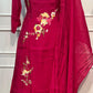 Ruby Blossom Mull Chanderi Embroidered A-Line Set (RT1201)