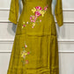 Olive Bloom Mull Chanderi Embroidered A-Line Set (RT1200)