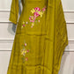 Olive Bloom Mull Chanderi Embroidered A-Line Set (RT1200)