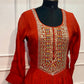 Terracotta Glow Premium Mull Chanderi Embellished A-Line Suit Set (RT1207)