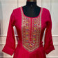 Fuchsia Royale Premium Mull Chanderi Embellished A-Line Suit Set (RT1205)
