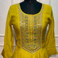 Sunlit Mustard Premium Mull Chanderi Embellished A-Line Suit Set (RT1206)