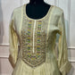 Ivory Pearl Premium Mull Chanderi Embellished A-Line Suit Set (RT1204)