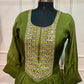 Verdant Aura Premium Mull Chanderi Embellished A-Line Suit Set (RT1203)