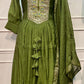 Verdant Aura Premium Mull Chanderi Embellished A-Line Suit Set (RT1203)