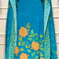 Turquoise Bloom Butter Crepe Cape Suit Set (RT1216)