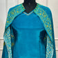 Turquoise Bloom Butter Crepe Cape Suit Set (RT1216)