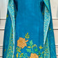 Turquoise Bloom Butter Crepe Cape Suit Set (RT1216)