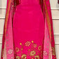 Fuchsia Blossom Butter Crepe Cape Suit Set (RT1214)