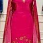 Fuchsia Blossom Butter Crepe Cape Suit Set (RT1214)