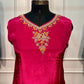 Fuchsia Blossom Butter Crepe Cape Suit Set (RT1214)