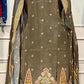 Olive Heritage Butter Crepe Cape Suit Set (RT1213)