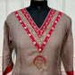 Rani Taupe Banaras Mull Chanderi Embroidered 3 Piece Suit Set (RT1228)