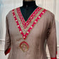 Rani Taupe Banaras Mull Chanderi Embroidered 3 Piece Suit Set (RT1228)