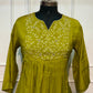 Olive Bloom Mull Chanderi Embroidered 3 Piece Suit Set (RT1226)