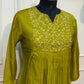 Olive Bloom Mull Chanderi Embroidered 3 Piece Suit Set (RT1226)