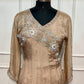 Champagne Glow Chinon Embroidered Anarkali Suit Set (RT1231)
