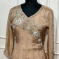 Champagne Glow Chinon Embroidered Anarkali Suit Set (RT1231)