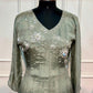 Silver Sage Chinon Embroidered Anarkali Suit Set (RT1230)