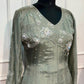 Silver Sage Chinon Embroidered Anarkali Suit Set (RT1230)