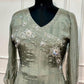 Silver Sage Chinon Embroidered Anarkali Suit Set (RT1230)