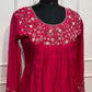 Magenta Muse Mull Chanderi Embroidered Anarkali Suit Set (RT1236)