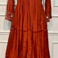Rustic Cinnamon Mull Chanderi Embroidered Anarkali Suit Set (RT1235)