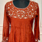 Rustic Cinnamon Mull Chanderi Embroidered Anarkali Suit Set (RT1235)