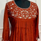 Rustic Cinnamon Mull Chanderi Embroidered Anarkali Suit Set (RT1235)