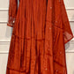 Rustic Cinnamon Mull Chanderi Embroidered Anarkali Suit Set (RT1235)