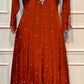 Rust Imperial Chinon Embroidered Anarkali Suit Set (RT1239)