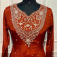 Rust Imperial Chinon Embroidered Anarkali Suit Set (RT1239)