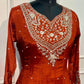 Rust Imperial Chinon Embroidered Anarkali Suit Set (RT1239)