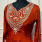 Rust Imperial Chinon Embroidered Anarkali Suit Set (RT1239)
